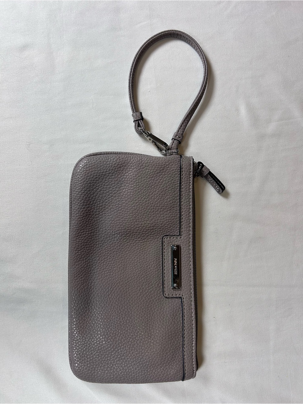 Nine West Gray Pebbled Leather Wristlet